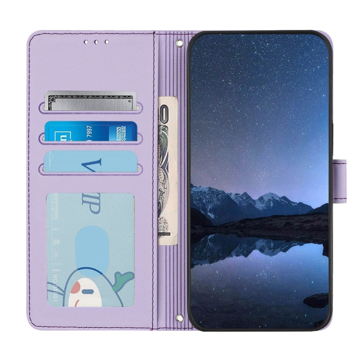 For Samsung Galaxy S25 Ultra 5G Cat Rat Embossed Pattern RFID Leather Phone Case with Lanyard(Purple) by buy2fix