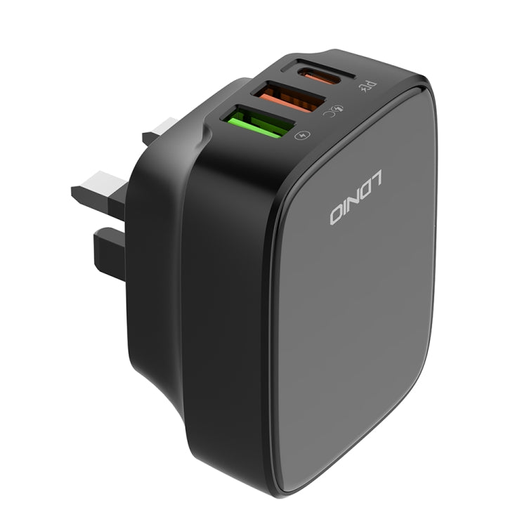 LDNIO Q334 32W Type-C + Dual USB Port Charger with 1m Micro USB Data Cable, Plug Type:UK Plug(Black) - USB Charger by LDNIO | Online Shopping UK | buy2fix