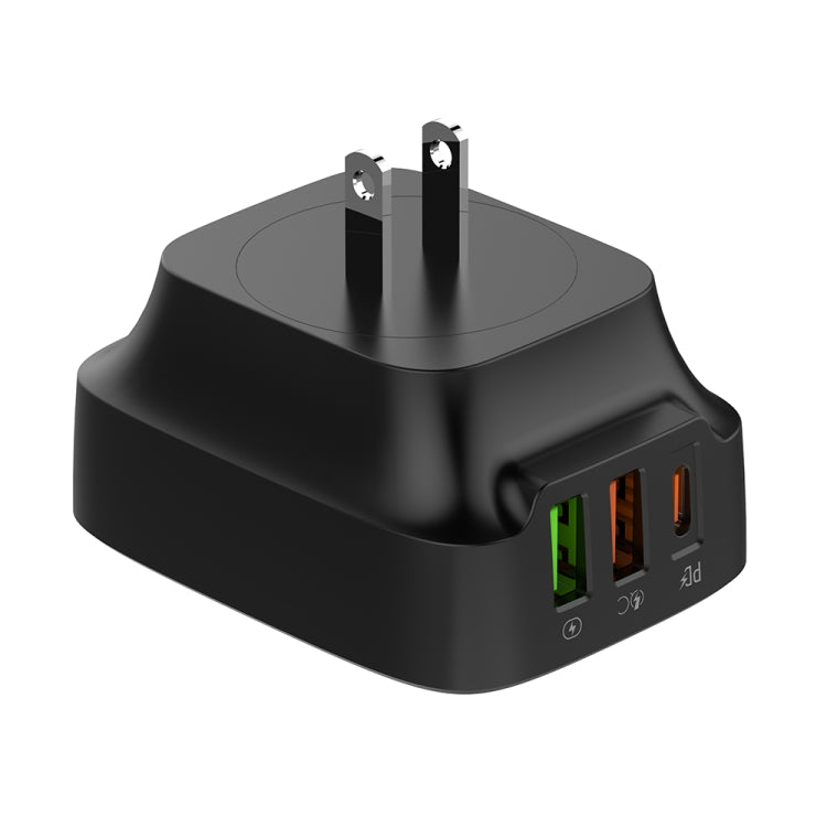 LDNIO Q334 32W Type-C + Dual USB Port Charger with 1m Micro USB Data Cable, Plug Type:US Plug(Black) - USB Charger by LDNIO | Online Shopping UK | buy2fix