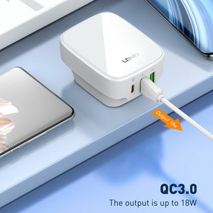 LDNIO Q334 32W Type-C + Dual USB Port Charger with 1m Micro USB Data Cable, Plug Type:EU Plug(Black) - USB Charger by LDNIO | Online Shopping UK | buy2fix