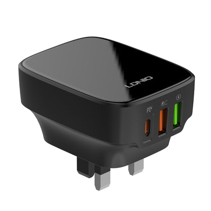 LDNIO Q334 32W Type-C + Dual USB Port Charger with 1m USB-C / Type-C to 8 Pin Data Cable, Plug Type:UK Plug(Black) - USB Charger by LDNIO | Online Shopping UK | buy2fix