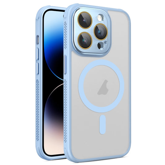 For iPhone 14 Pro Max Hardware Side Cooling Skin Feel Frosted MagSafe Magnetic Phone Case with Lens Film(Sky Blue) by buy2fix