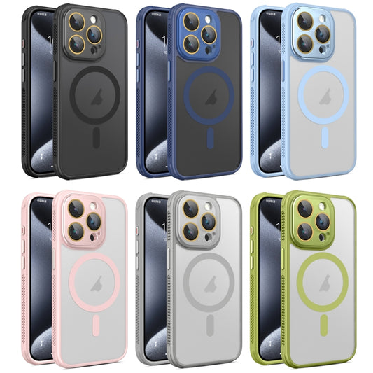 For iPhone 16 Plus Hardware Side Cooling Skin Feel Frosted MagSafe Magnetic Phone Case with Lens Film(Grey) by buy2fix