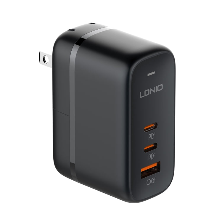 LDNIO Q366 65W USB + Dual Type-C Port Charger with 1m USB-C / Type-C to USB-C / Type-C Data Cable, Plug Type:US Plug(Black) - USB Charger by LDNIO | Online Shopping UK | buy2fix