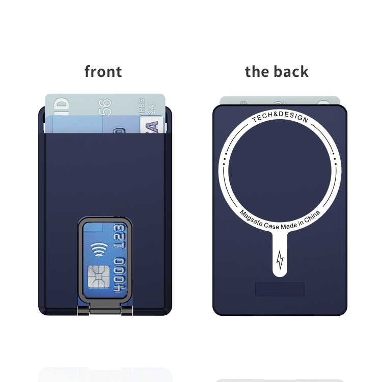 Skin Feel MagSafe Magnetic Phone Card Sleeve with Bracket(Royal Blue) - Adhesive Card Holders by buy2fix | Online Shopping UK | buy2fix