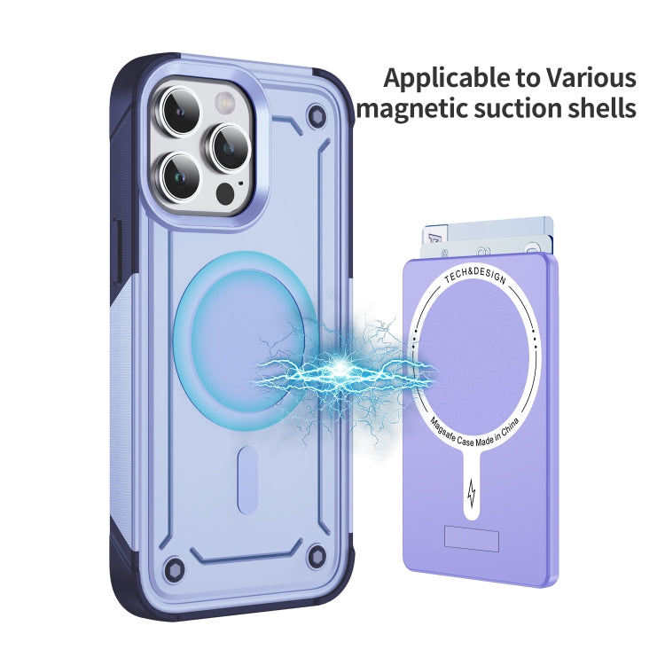 Skin Feel MagSafe Magnetic Phone Card Sleeve with Bracket(Light Purple) - Adhesive Card Holders by buy2fix | Online Shopping UK | buy2fix
