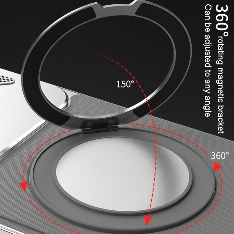 For iPhone 14 Pro Max Metal Snap Buckle 360 Degree Rotating MagSafe Magnetic Holder Phone Case(Dark Brown Black) - iPhone 14 Pro Max Cases by buy2fix | Online Shopping UK | buy2fix