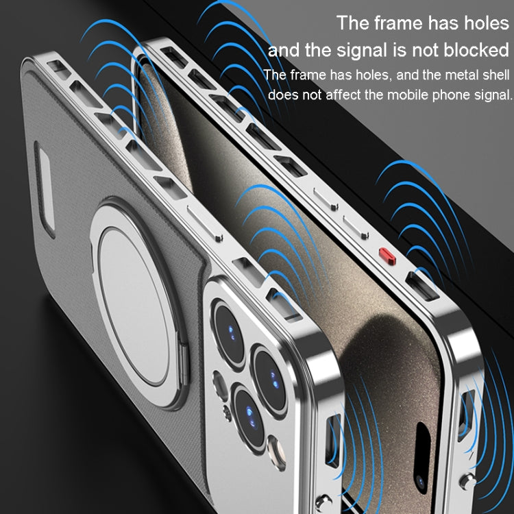 For iPhone 14 Pro Metal Snap Buckle 360 Degree Rotating MagSafe Magnetic Holder Phone Case(Dark Grey Black) - iPhone 14 Pro Cases by buy2fix | Online Shopping UK | buy2fix