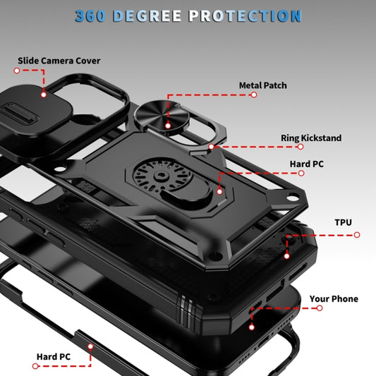 For iPhone 16 Sliding Camshield TPU + PC Phone Case with Holder(Black) by buy2fix