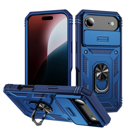 For iPhone Air Sliding Camshield TPU + PC Phone Case with Holder(Navy Blue) - iPhone Air Cases by buy2fix | Online Shopping UK | buy2fix
