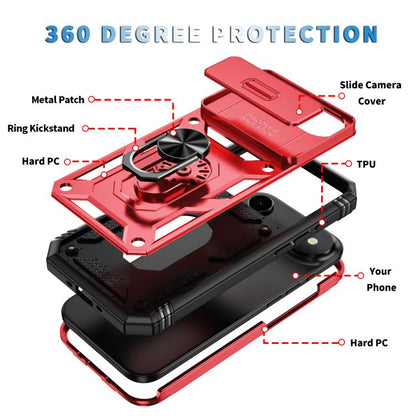 For iPhone Air Sliding Camshield TPU + PC Phone Case with Holder(Red+Black) - iPhone Air Cases by buy2fix | Online Shopping UK | buy2fix