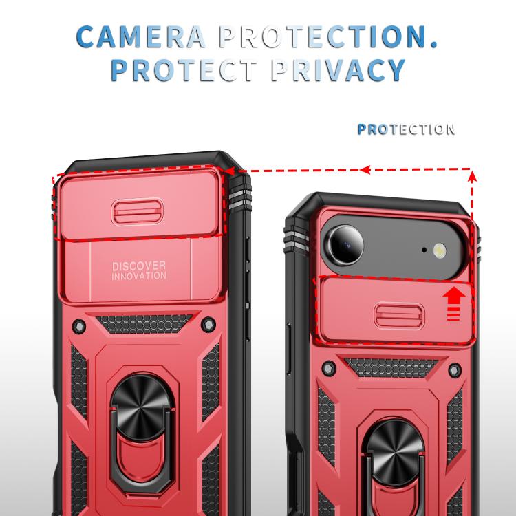 For iPhone Air Sliding Camshield TPU + PC Phone Case with Holder(Red+Black) - iPhone Air Cases by buy2fix | Online Shopping UK | buy2fix