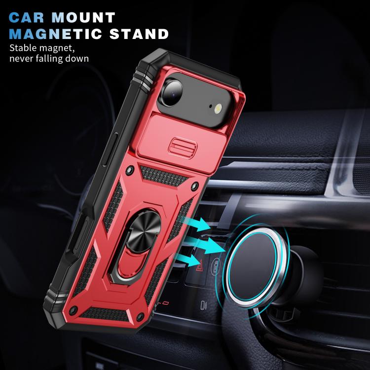 For iPhone Air Sliding Camshield TPU + PC Phone Case with Holder(Red+Black) - iPhone Air Cases by buy2fix | Online Shopping UK | buy2fix