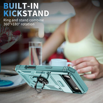 For iPhone Air Sliding Camshield TPU + PC Phone Case with Holder(Green) - iPhone Air Cases by buy2fix | Online Shopping UK | buy2fix