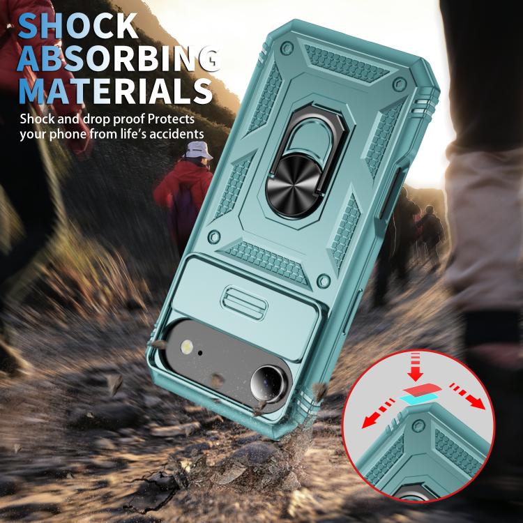 For iPhone Air Sliding Camshield TPU + PC Phone Case with Holder(Green) - iPhone Air Cases by buy2fix | Online Shopping UK | buy2fix