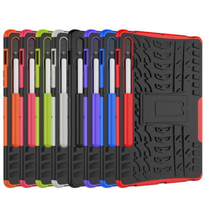 For Samsung Galaxy Tab S8 / Galaxy Tab S7 T870 / T875 Tire Texture Shockproof TPU+PC Protective Case with Holder(Orange) by buy2fix