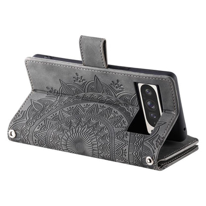 For Google Pixel 10 Pro XL Multi-Card Totem Zipper Leather Phone Case(Grey) - Google Cases by buy2fix | Online Shopping UK | buy2fix