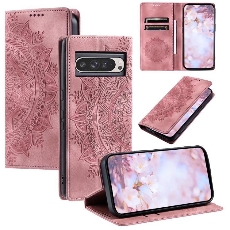 For Google Pixel 10 Pro XL Totem Embossed Magnetic Leather Phone Case(Rose Gold) - Google Cases by buy2fix | Online Shopping UK | buy2fix