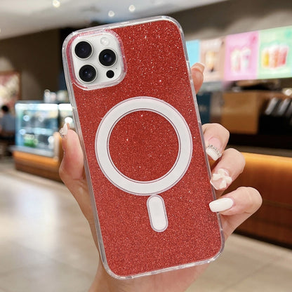 For iPhone 16 Pro Acrylic Transparent Glitter MagSafe Phone Case(Red) - iPhone 16 Pro Cases by buy2fix | Online Shopping UK | buy2fix