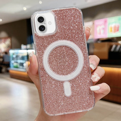 For iPhone 16 Plus Acrylic Transparent Glitter MagSafe Phone Case(Pink) - iPhone 16 Plus Cases by buy2fix | Online Shopping UK | buy2fix