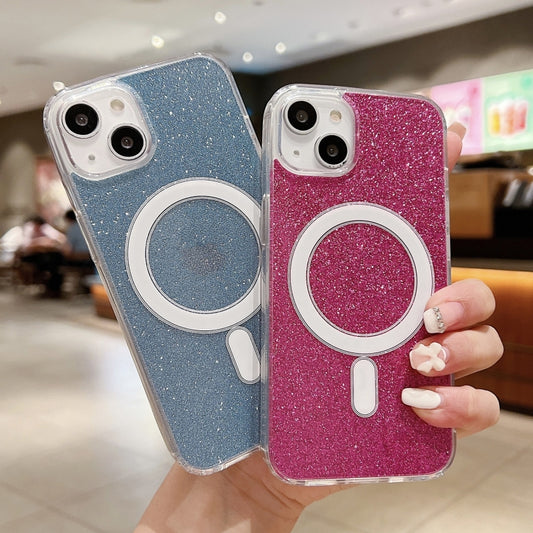 For iPhone 15 Acrylic Transparent Glitter MagSafe Phone Case(Black) by buy2fix