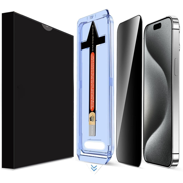 For iPhone 15 Pro LK Easy Install Privacy Tempered Glass Film(Black) - iPhone 15 Pro Tempered Glass by buy2fix | Online Shopping UK | buy2fix