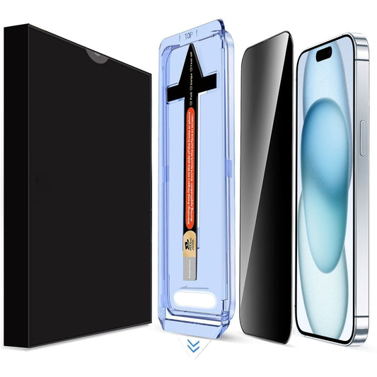 For iPhone 15 Plus LK Easy Install Privacy Tempered Glass Film(Black) - iPhone 15 Plus Tempered Glass by buy2fix | Online Shopping UK | buy2fix