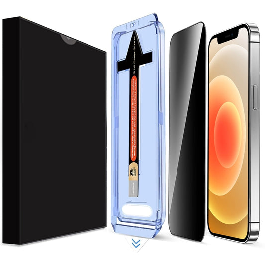 For iPhone 12 / 12 Pro LK Easy Install Privacy Tempered Glass Film(Black) - iPhone 12 / 12 Pro Tempered Glass by buy2fix | Online Shopping UK | buy2fix