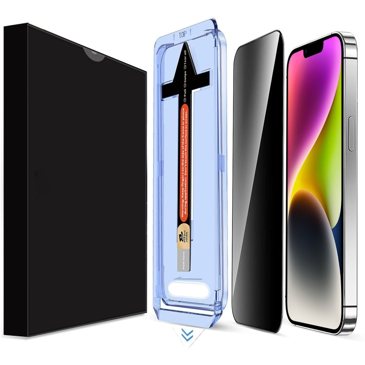 For iPhone 14 LK Easy Install Privacy Tempered Glass Film(Black) - iPhone 14 Tempered Glass by buy2fix | Online Shopping UK | buy2fix