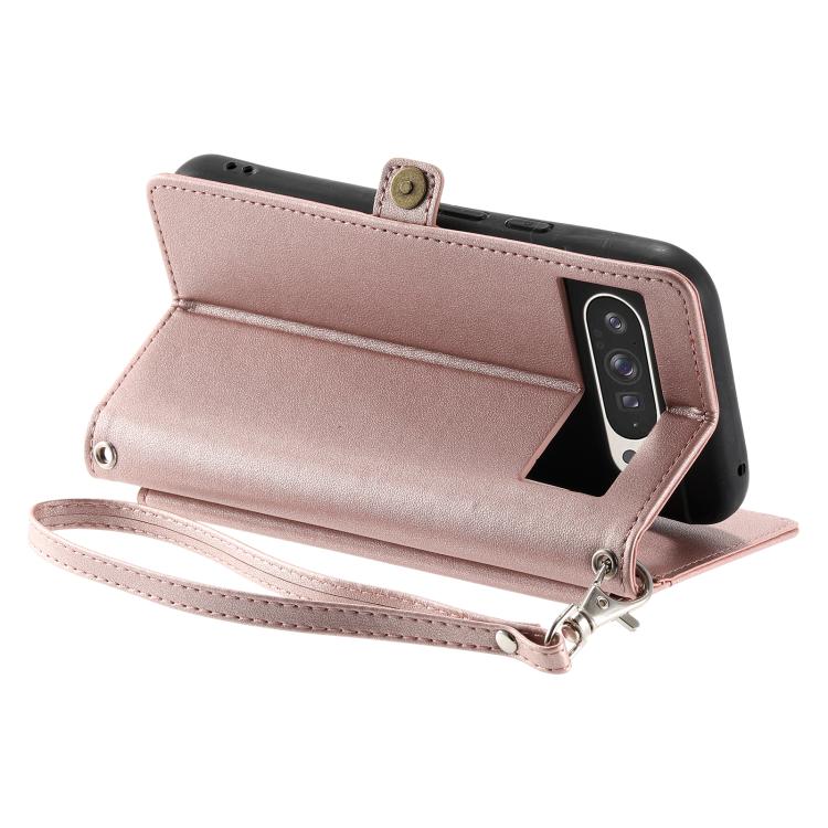 For Google Pixel 10 Pro XL Wallet Multi-card Slot Leather Phone Case with Lanyard(Rose Gold) - Google Cases by buy2fix | Online Shopping UK | buy2fix