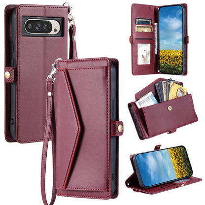 For Google Pixel 10 Pro XL Wallet Multi-card Slot Leather Phone Case with Lanyard(Wine Red) - Google Cases by buy2fix | Online Shopping UK | buy2fix