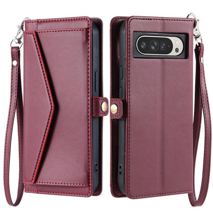 For Google Pixel 10 Pro XL Wallet Multi-card Slot Leather Phone Case with Lanyard(Wine Red) - Google Cases by buy2fix | Online Shopping UK | buy2fix