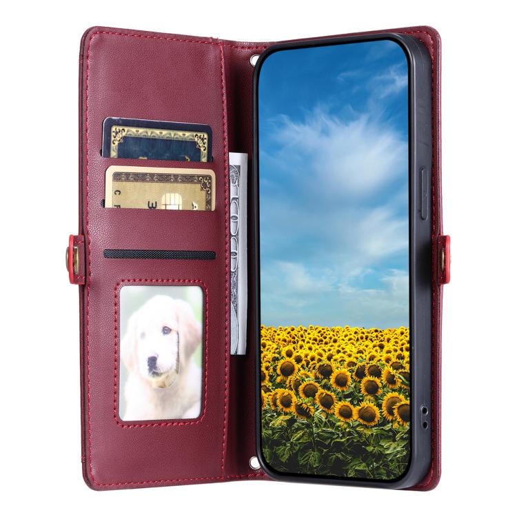 For Google Pixel 10 Pro XL Wallet Multi-card Slot Leather Phone Case with Lanyard(Wine Red) - Google Cases by buy2fix | Online Shopping UK | buy2fix