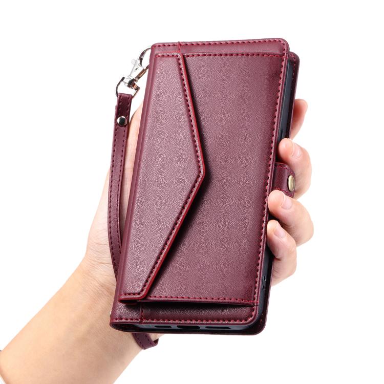 For Google Pixel 10 Pro XL Wallet Multi-card Slot Leather Phone Case with Lanyard(Wine Red) - Google Cases by buy2fix | Online Shopping UK | buy2fix