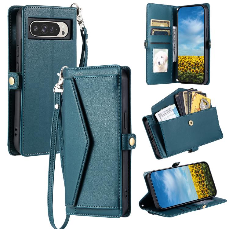 For Google Pixel 10 Pro XL Wallet Multi-card Slot Leather Phone Case with Lanyard(Green) - Google Cases by buy2fix | Online Shopping UK | buy2fix