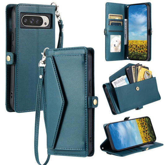 For Google Pixel 10 Pro XL Wallet Multi-card Slot Leather Phone Case with Lanyard(Green) - Google Cases by buy2fix | Online Shopping UK | buy2fix