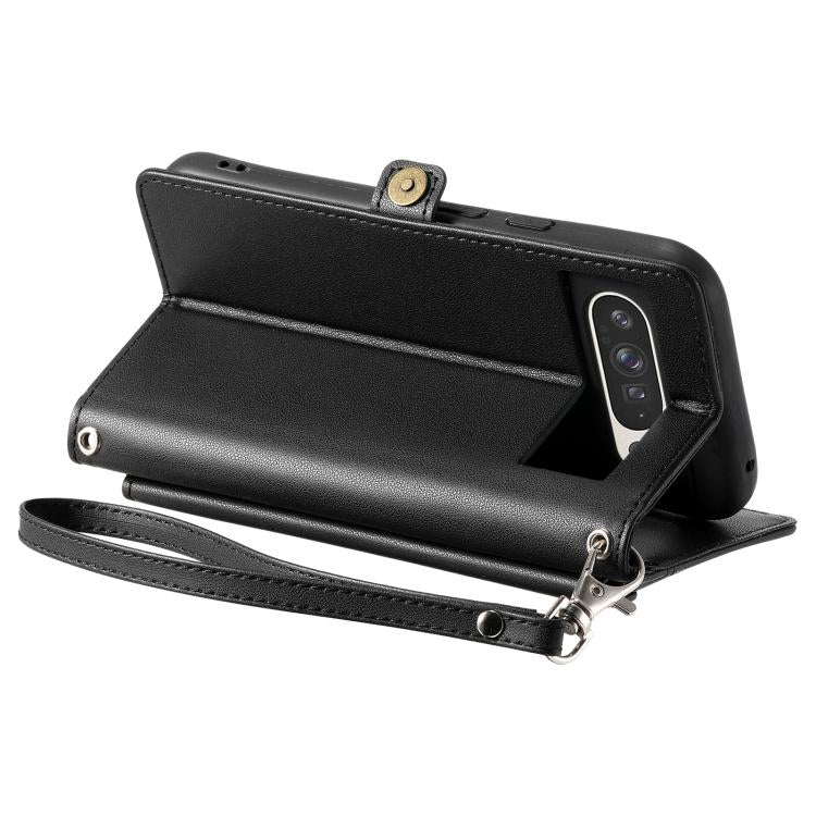 For Google Pixel 10 Pro XL Wallet Multi-card Slot Leather Phone Case with Lanyard(Black) - Google Cases by buy2fix | Online Shopping UK | buy2fix