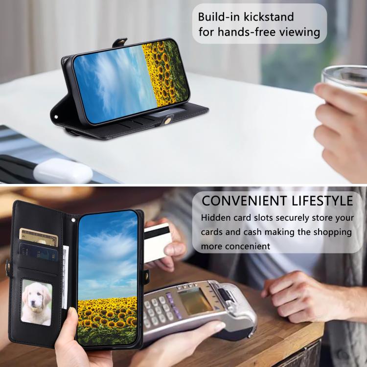 For Google Pixel 10 Pro XL Wallet Multi-card Slot Leather Phone Case with Lanyard(Black) - Google Cases by buy2fix | Online Shopping UK | buy2fix