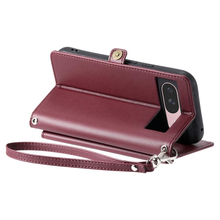 For Google Pixel 10 / 10 Pro Wallet Multi-card Slot Leather Phone Case with Lanyard(Wine Red) - Google Cases by buy2fix | Online Shopping UK | buy2fix