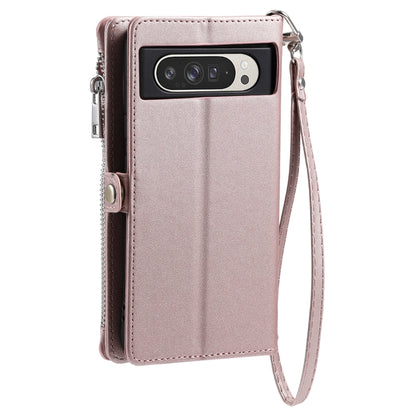 For Google Pixel 9 Pro XL Leather Stitching Multi-card Slot Zipper Phone Case(Rose Gold) - Google Cases by buy2fix | Online Shopping UK | buy2fix