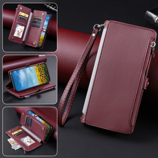 For Google Pixel 9 / 9 Pro Leather Stitching Multi-card Slot Zipper Phone Case(Wine Red) by buy2fix