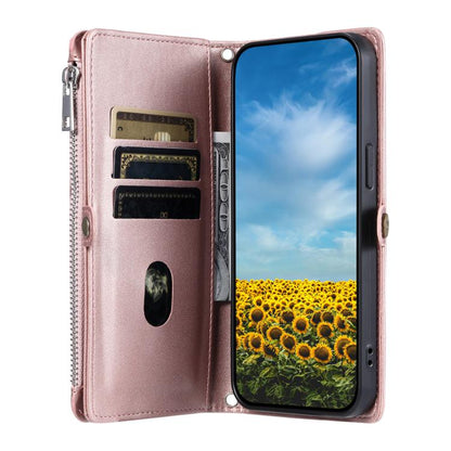 For Google Pixel 10 Pro XL Leather Stitching Multi-card Slot Zipper Phone Case(Rose Gold) - Google Cases by buy2fix | Online Shopping UK | buy2fix