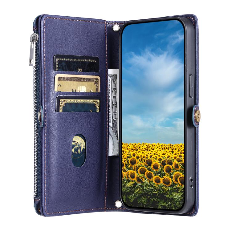 For Google Pixel 10 Pro XL Leather Stitching Multi-card Slot Zipper Phone Case(Blue) - Google Cases by buy2fix | Online Shopping UK | buy2fix