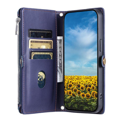 For Google Pixel 10 Pro XL Leather Stitching Multi-card Slot Zipper Phone Case(Blue) - Google Cases by buy2fix | Online Shopping UK | buy2fix
