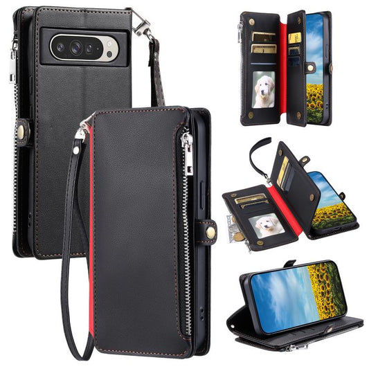 For Google Pixel 10 Pro XL Leather Stitching Multi-card Slot Zipper Phone Case(Black) - Google Cases by buy2fix | Online Shopping UK | buy2fix