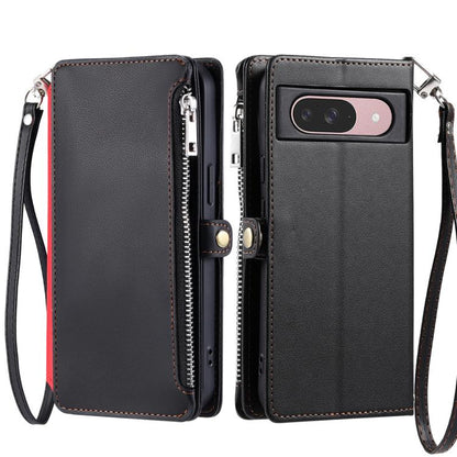 For Google Pixel 10 / 10 Pro Leather Stitching Multi-card Slot Zipper Phone Case(Black) - Google Cases by buy2fix | Online Shopping UK | buy2fix