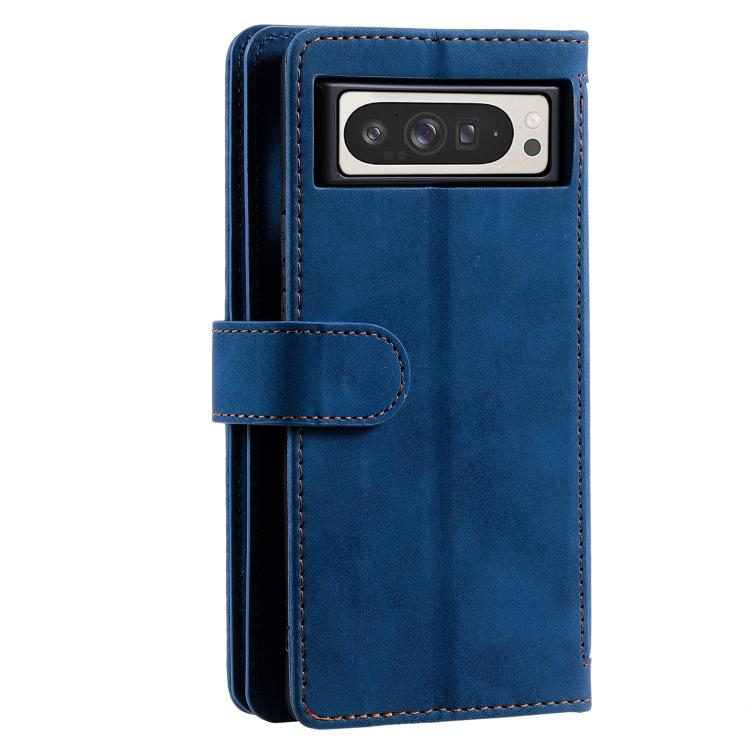 For Google Pixel 10 Pro XL Nine Card Zipper Bag Leather Phone Case with Lanyard(Blue) - Google Cases by buy2fix | Online Shopping UK | buy2fix