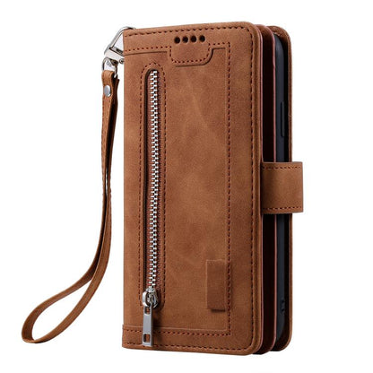 For Google Pixel 10 Pro XL Nine Card Zipper Bag Leather Phone Case with Lanyard(Brown) - Google Cases by buy2fix | Online Shopping UK | buy2fix