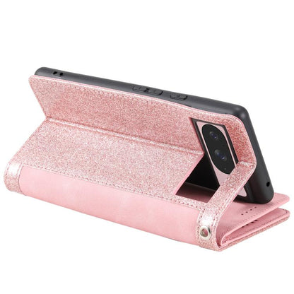 For Google Pixel 10 / 10 Pro Nine Card Zipper Bag Leather Phone Case with Lanyard(Rose Gold) - Google Cases by buy2fix | Online Shopping UK | buy2fix