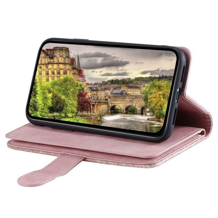 For Google Pixel 10 / 10 Pro Nine Card Zipper Bag Leather Phone Case with Lanyard(Rose Gold) - Google Cases by buy2fix | Online Shopping UK | buy2fix